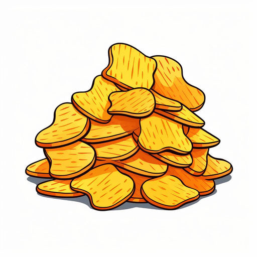 Minimalist potato chips illustration on white background