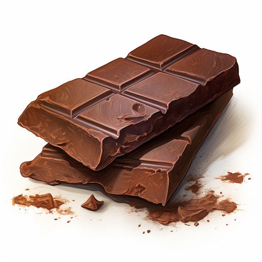 Chocolate bar clipart in the style of Impressionistic Art, on a white background