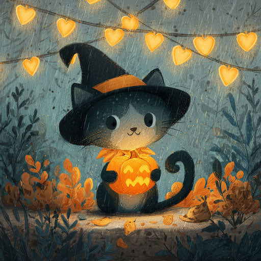 A Charming Kitten with a Witch's Hat