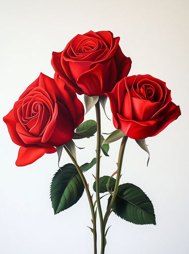 30 red roses bouquet, white background, photorealistic