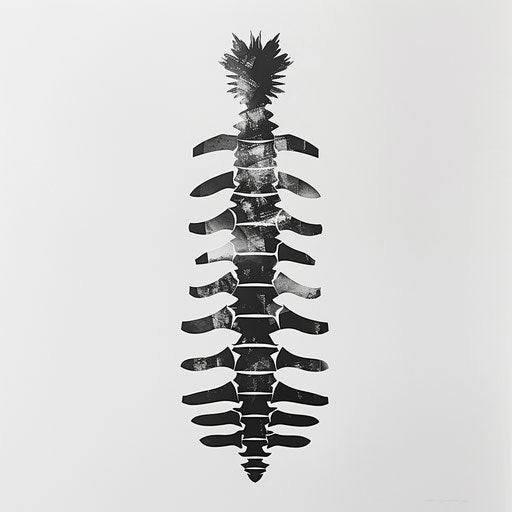 Bold, geometric spine tattoo pattern in black ink