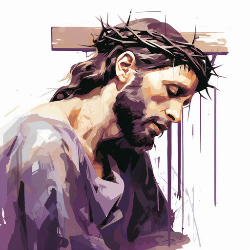 Lent clipart in the style of Oil painting on white background