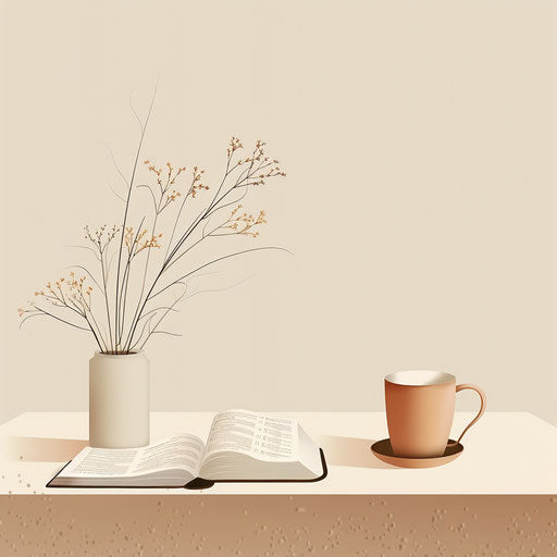 Realistic bible on flat cream background