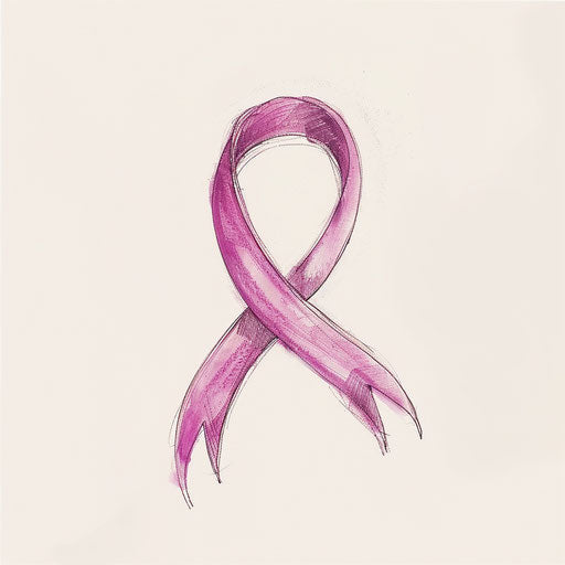 Digital artwork of a small minimalist pink ribbon tattoo