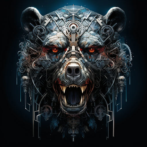 Bear with skull digital metallicity