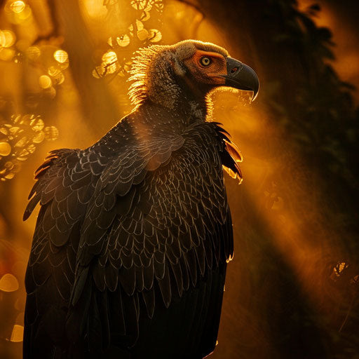 Condor at dawn, golden feathers