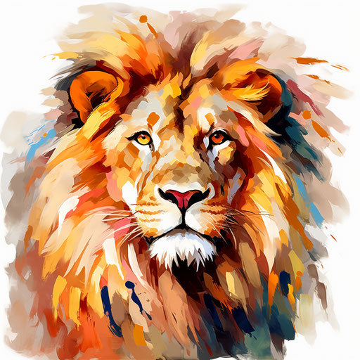 Lion head clipart in the style of Impressionistic Art, on a white background