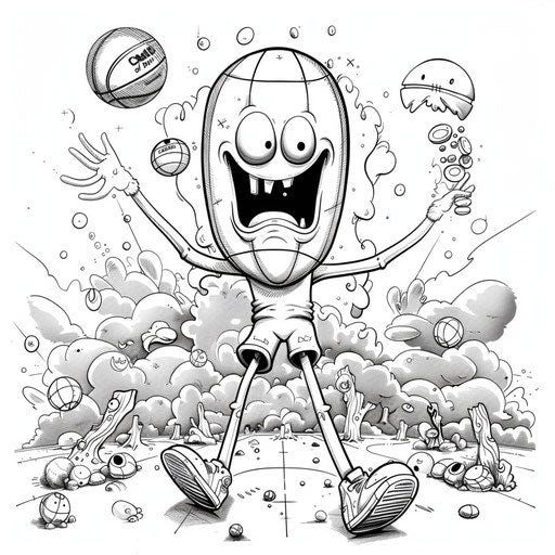 Cartoon basketball dribbling