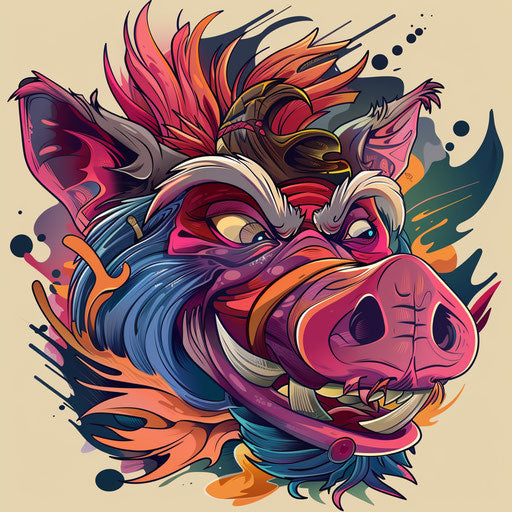 Cartoon sketch of hakuna matata symbol with bold colors