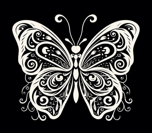 Abstract black and white butterfly in Art Nouveau style