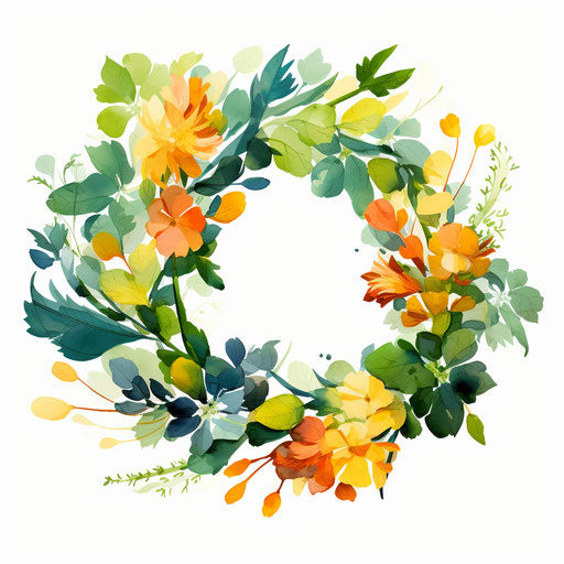 Garland clipart in the style of Impressionistic Art, on white background