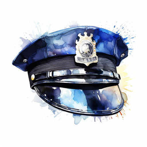 Police hat png in the style of Impressionistic Art, on a white background