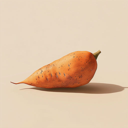 Realistic yam illustration with flat random background, minimalist design