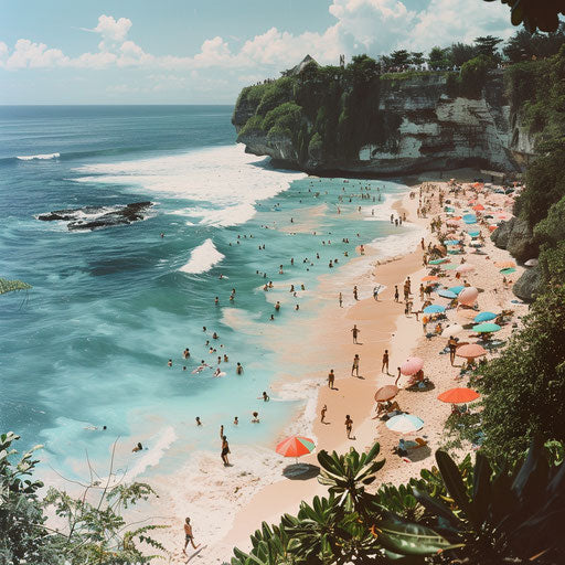 Uluwatu Beach, Indonesia: families enjoying the sun and sea