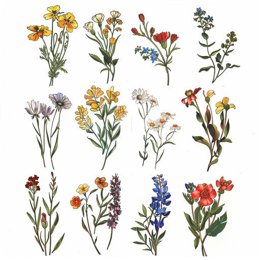 Wildflower tattoos symbolizing changing seasons