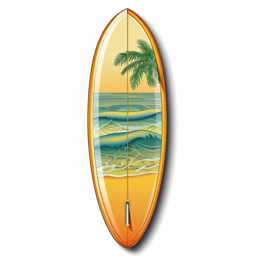 Surfboard clipart with random flat background