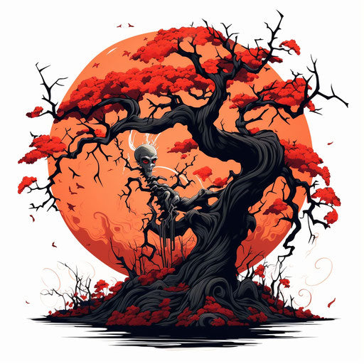 October clipart in the style of Chiaroscuro Art, on a white background