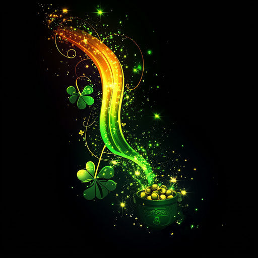 St. Patrick's Day background with rainbow and shamrocks