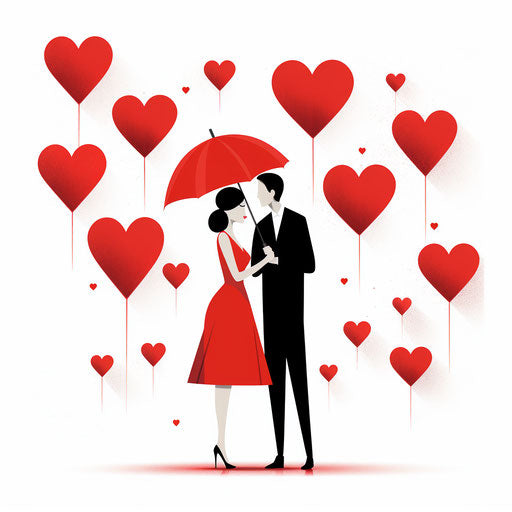 Minimalist love illustration on white background