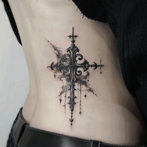 Rib tattoos gothic cross Gerald Brom style ribs