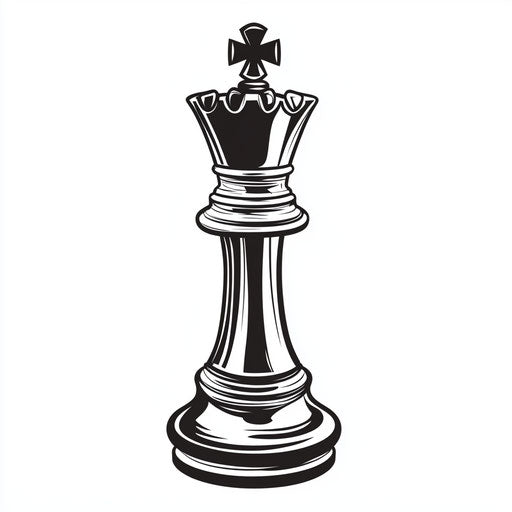 Elegant Queen Chess Piece Tattoo Flat Clipart Style