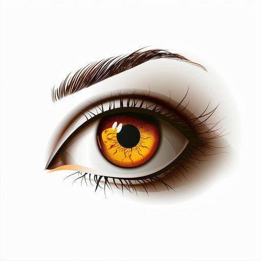 Iconic eye symbol with brown and yellow iris
