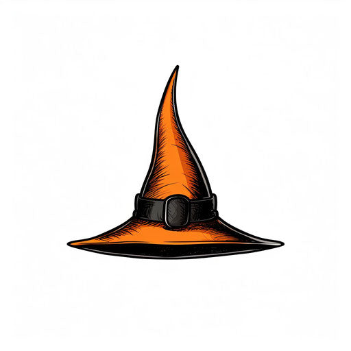 Minimalist witch hat illustration on white background