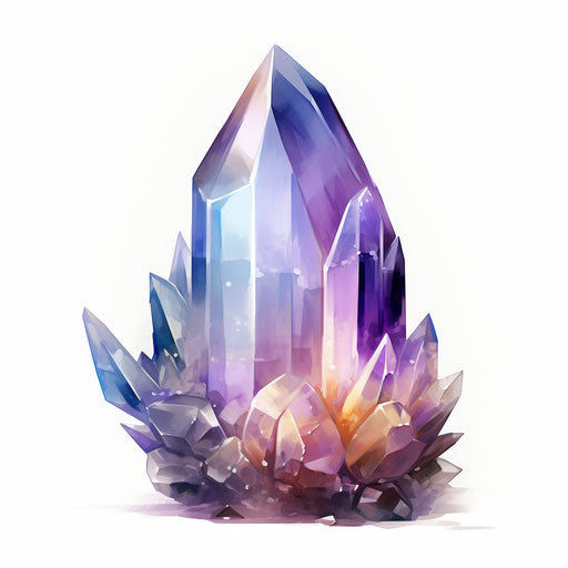 Crystal illustration in the style of Chiaroscuro Art, on white background