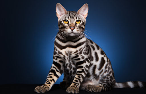 Bengal Cat in 16jpg, dark sky-blue and light silver style