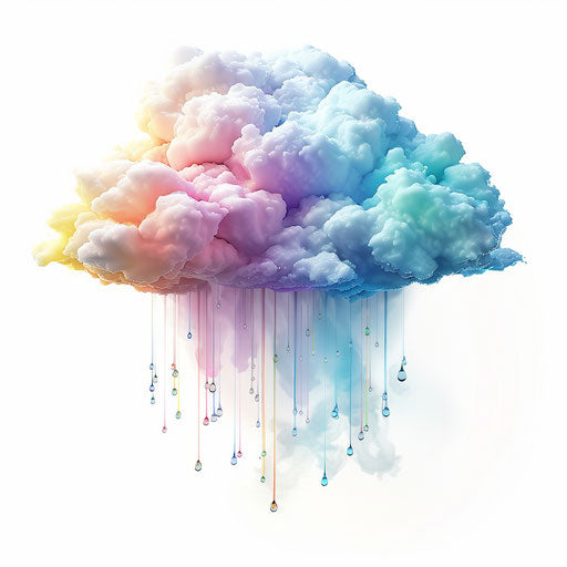 Rain cloud clipart in photo realistic style on white background