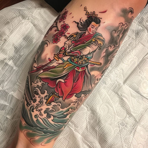 Japanese Irezumi style tattoo of Athena