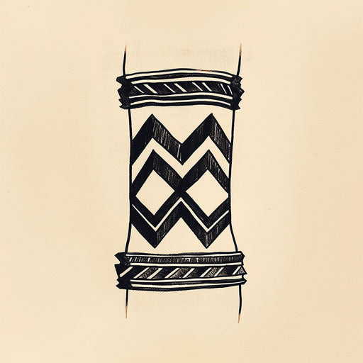 Dynamic tattoo sketch of a wrist band with energetic zigzag and chevron patterns