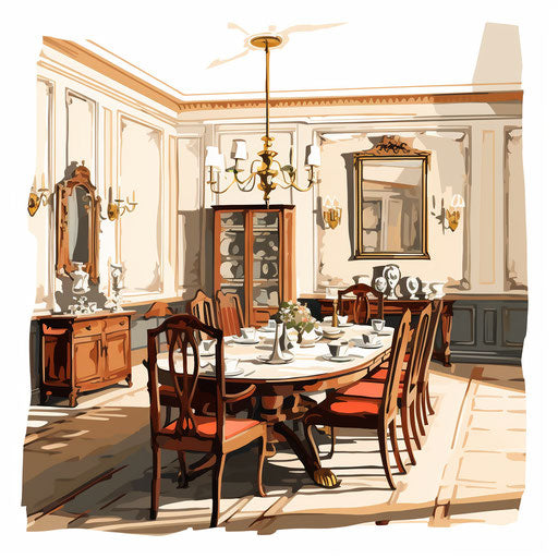Dining room in Oil painting style