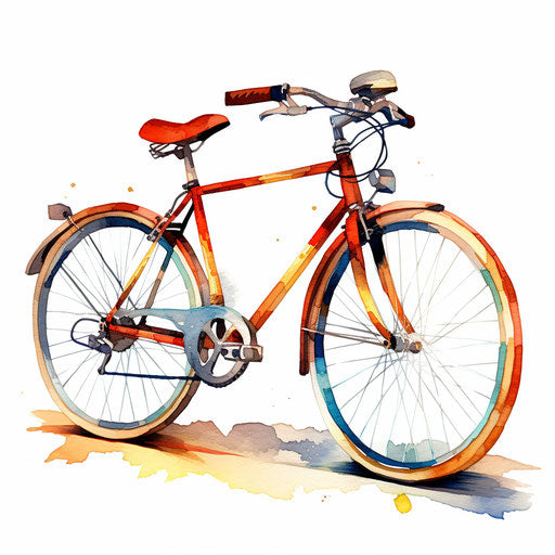 Bicycle illustration in the style of Chiaroscuro Art, on white background