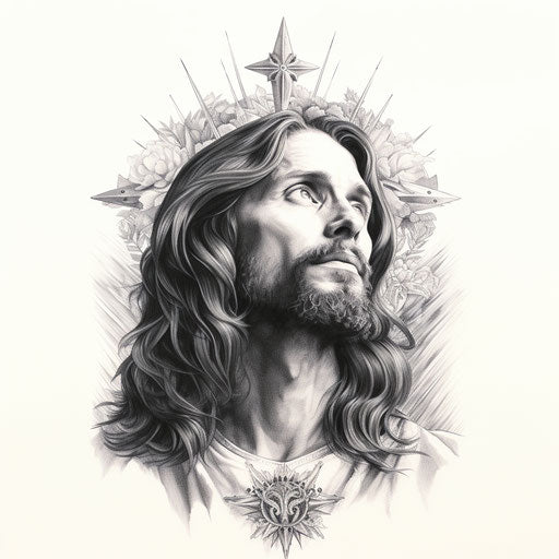 Jesus Carolina tattoo with free and simple, detailed graphite sketches