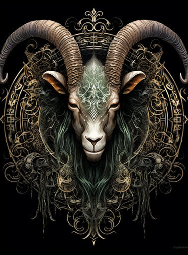 Beautiful pattern on goat's head, art nouveau style