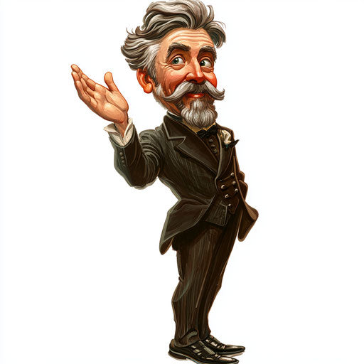 Humorous caricature of a Gustave Eiffel clipart with human characteristics