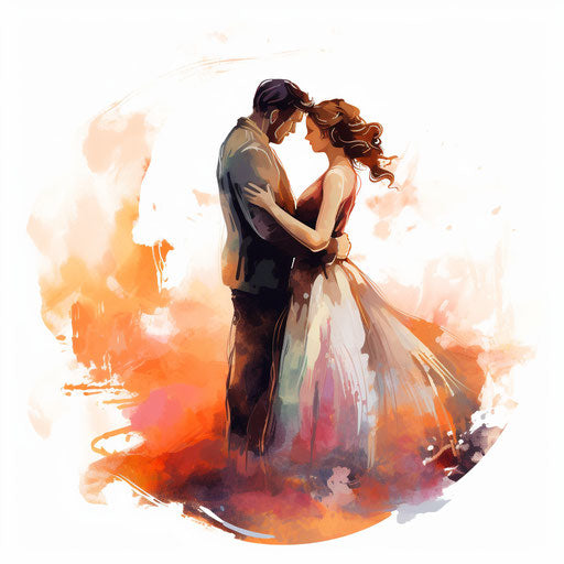 Love clipart in Oil painting style, on white background