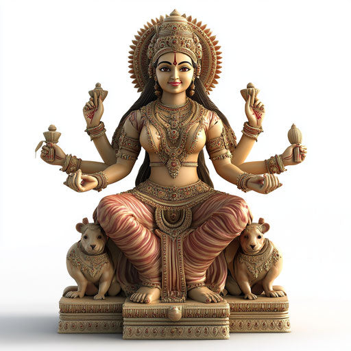 3D durga in photo realistic style with a flat white background, isolated clipart