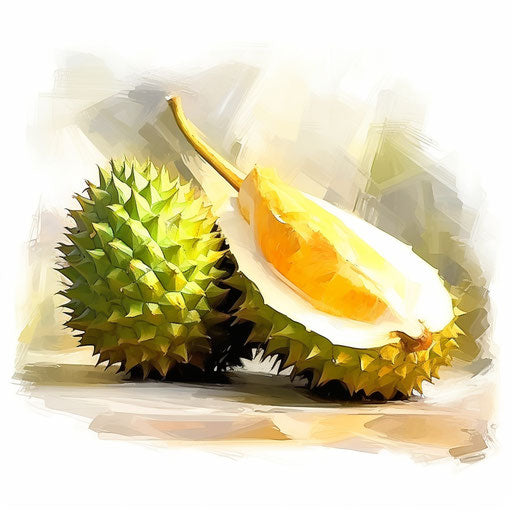 Durian clipart in the style of Impressionistic Art, on a white background
