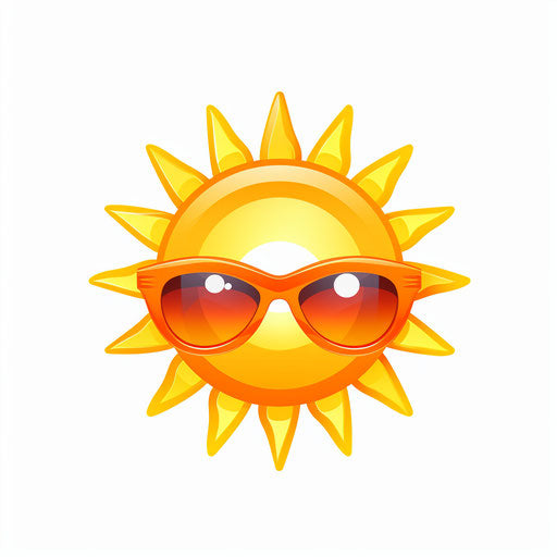 Sun with sunglasses clipart in Minimalist style, on a white background