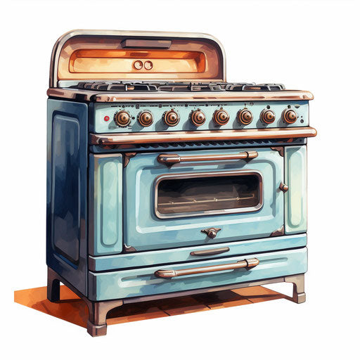 Stove clipart in the style of an oil painting, on a white background