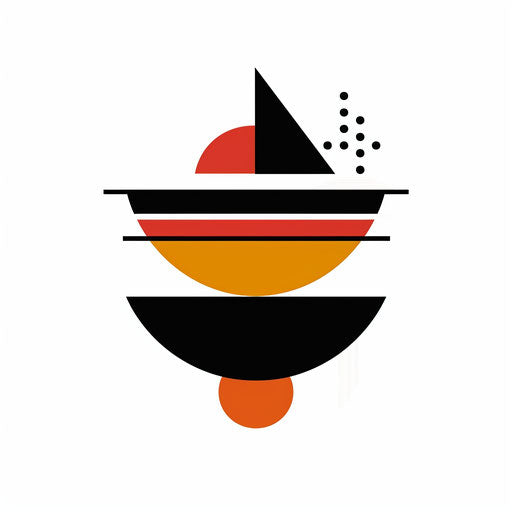 Geometric restaurant logo with bold shapes on white background