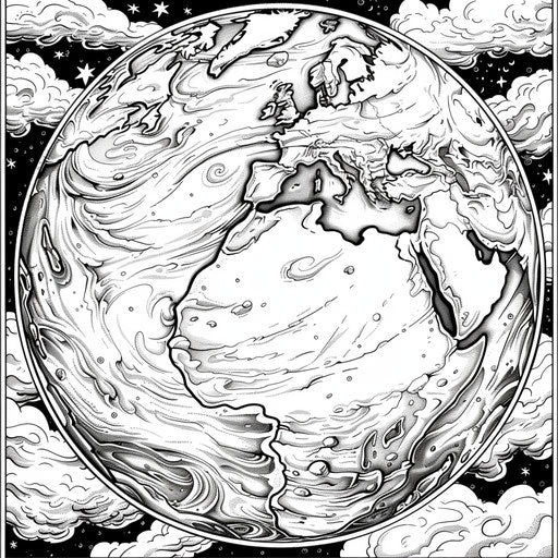 Earth viewed from space with clouds and atmospheric details