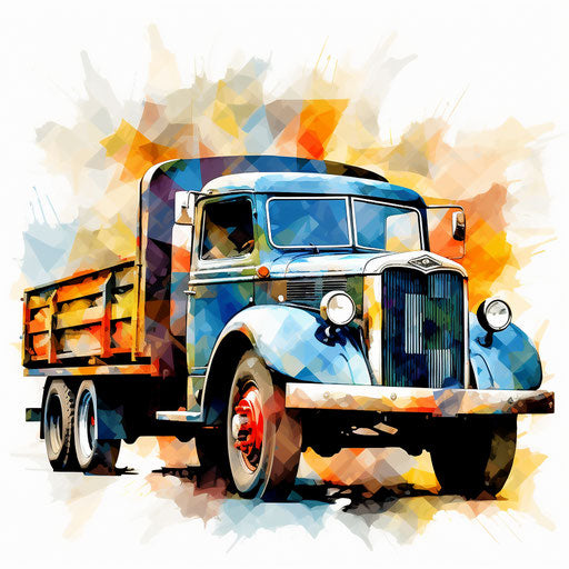 Truck clipart in the style of Impressionistic Art, on a white background