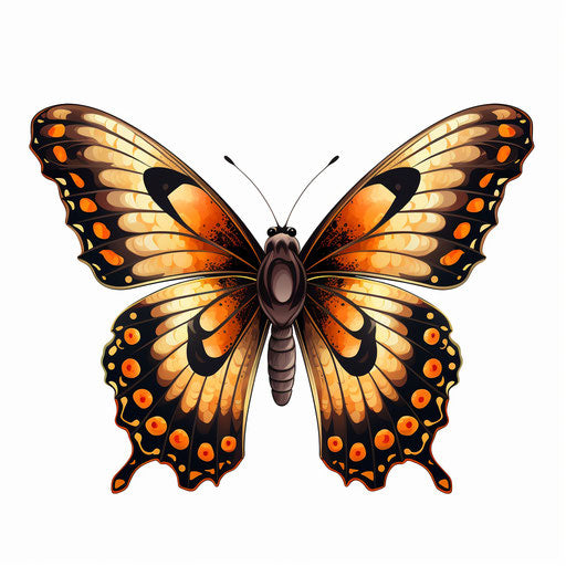 Butterfly drawing in the style of Chiaroscuro Art, on white background