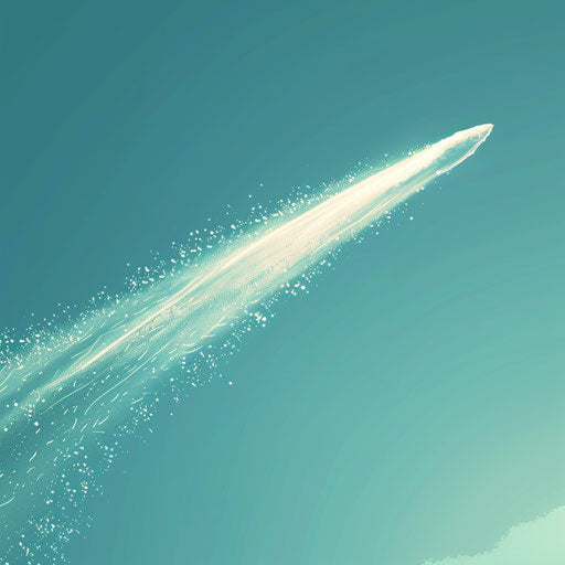 Realistic comet clipart on flat, serene aqua background