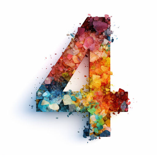 Number 4 clipart in Chiaroscuro Art style, on a white background