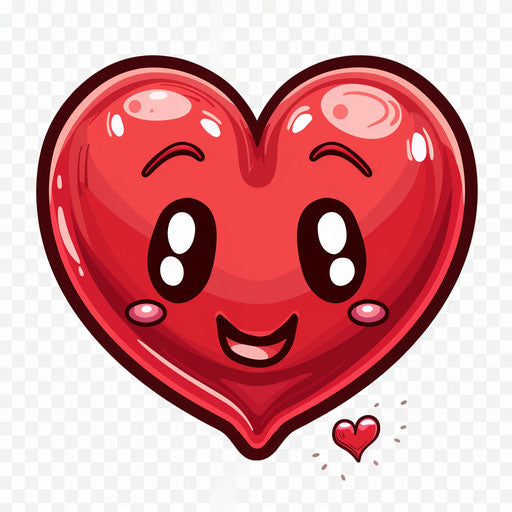 The heart of my heart, a cute red heart in transparent background png, in the style of caricature faces, feminine sticker art, larme kei, candid, lovely, eye-catching
