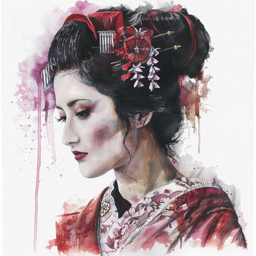 Realistic portrait of a geisha as a tattoo design